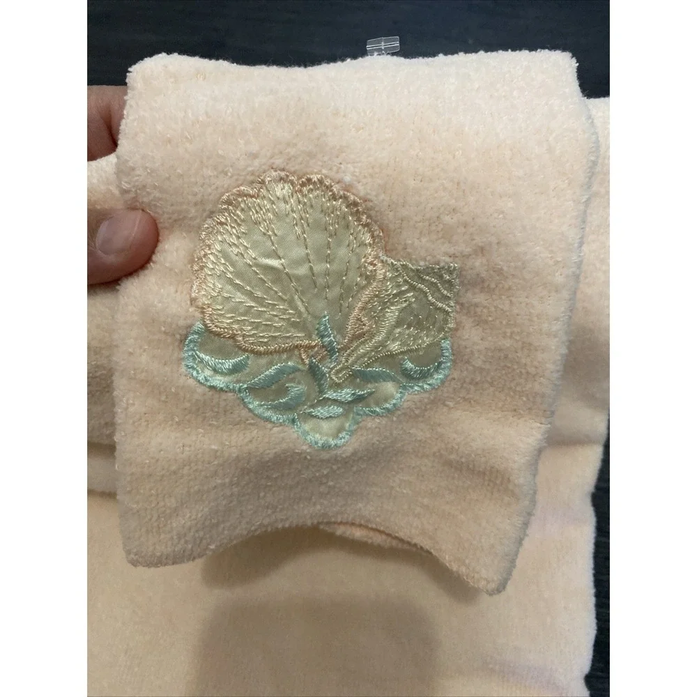 Vintage JC penny towel Set Coastal Shells 1980's New!